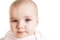 Portrait of crying young baby on white background Royalty Free Stock Photo