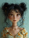 portrait of a cunning girl cartoon Royalty Free Stock Photo