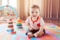 Portrait of cute adorable blond Caucasian smiling child boy with blue eyes Royalty Free Stock Photo