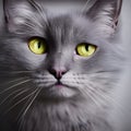 Portrait of an adorable fluffy gray cat