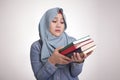 Muslim Woman Sick and Tired Reading Too Much Books