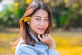 Portrait cute asian Thai woman with the flower Royalty Free Stock Photo