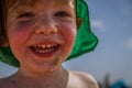 Portrait of a cute baby boy in the beach Royalty Free Stock Photo