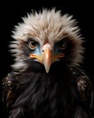 portrait of a cute baby eagle fledgling with piercing