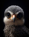 portrait of a cute baby falcon chick with piercing eyes
