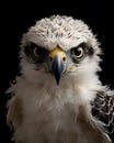 portrait of a cute baby falcon chick with piercing eyes