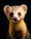 portrait of a cute baby ferret kit with piercing eye