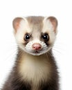 portrait of a cute baby ferret kit with piercing eye