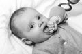 Portrait of cute baby girl, black and white Royalty Free Stock Photo