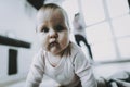 Portrait of Cute Baby Resting in Living Room Royalty Free Stock Photo