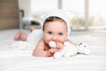 Portrait of a cute, blue eyed baby girl Royalty Free Stock Photo