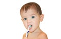Portrait of a cute boy cleaning teeth Royalty Free Stock Photo