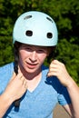 Portrait of cute boy with helmet Royalty Free Stock Photo