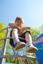 Portrait cute boy on the playground Royalty Free Stock Photo