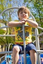 Portrait cute boy on the playground Royalty Free Stock Photo
