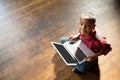 Portrait of cute boy using laptop Royalty Free Stock Photo