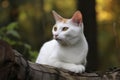 Portrait of a cute cat looking away. Japanese Bobtail cat breed. Generative AI
