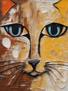 Portrait of a cute cat. Oil painting in abstractionism style Royalty Free Stock Photo