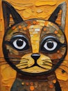 Portrait of a cute cat. Oil painting in abstractionism style Royalty Free Stock Photo