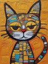 Portrait of a cute cat. Oil painting in abstractionism style Royalty Free Stock Photo