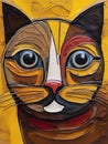 Portrait of a cute cat. Oil painting in abstractionism style Royalty Free Stock Photo