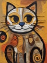 Portrait of a cute cat. Oil painting in abstractionism style Royalty Free Stock Photo