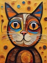 Portrait of a cute cat. Oil painting in abstractionism style Royalty Free Stock Photo