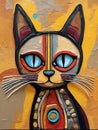 Portrait of a cute cat. Oil painting in abstractionism style Royalty Free Stock Photo