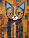 Portrait of a cute cat. Oil painting in abstractionism style Royalty Free Stock Photo