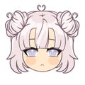 Portrait of a cute chibi girl with blonde hair. Icon. Avatar. Color.