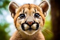 The Portrait Of A Cute Cougar With Eyes, Close Up - AI Generated