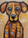 Portrait of a cute dog. Oil painting in abstractionism style Royalty Free Stock Photo