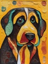 Portrait of a cute dog. Oil painting in abstractionism style Royalty Free Stock Photo