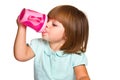 Portrait of a cute drinking little toddler girl Royalty Free Stock Photo