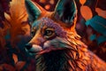 Portrait of a cute fox in the forest. An imaginary illustration of an animal from the forest.