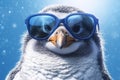 Portrait of cute funny penguin cartoon wearing an eyeglasses a Generative AI