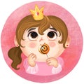 Portrait of a cute girl in a Candy Princess costume illustration