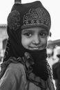 Portrait of cute girl facing & posing at Jama Masjid, Delhi, Ind