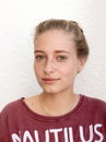 Portrait cute girl in red T Shirt