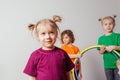 Portrait of cute girl during sport activities at daycare Royalty Free Stock Photo