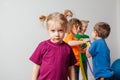 Portrait of cute girl during sport activities at daycare Royalty Free Stock Photo