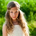 Portrait of cute girl wearing ribbon headband. Royalty Free Stock Photo