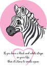 Portrait of a cute joyful zebra