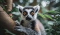 portrait of a cute lemur sleeping on a tree branch in the forest with sun rays. Generative AI Royalty Free Stock Photo