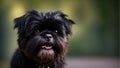 Portrait of a cute little affenpinscher dog with tongue out