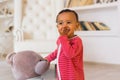 Portrait of a cute little African American boy smiling Royalty Free Stock Photo