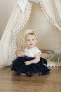 Portrait of cute little baby girl at home Royalty Free Stock Photo