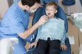 Brave Little Boy Visiting Dental Clinic Royalty Free Stock Photo