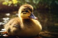 Portrait of a cute little duckling, closeup. ai generative Royalty Free Stock Photo