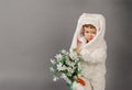 Portrait of a cute little girl dressed in Easter bunny suit Royalty Free Stock Photo